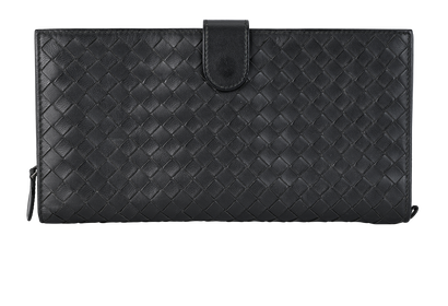Bottega Veneta Intrecciato Long Wallet, &pound;150, Accessories, Black, Leather, Front view